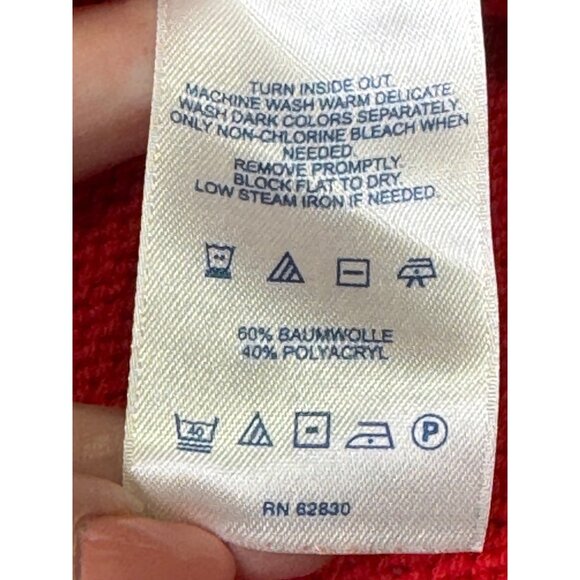 Lands End Womens Fair Isle Knit Sweater Red Nordic Pattern L 14-16 - Picture 8 of 9